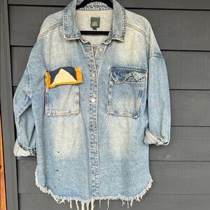 Custom Cotton Shacket with plant dyed quilt patch in the back